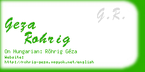 geza rohrig business card